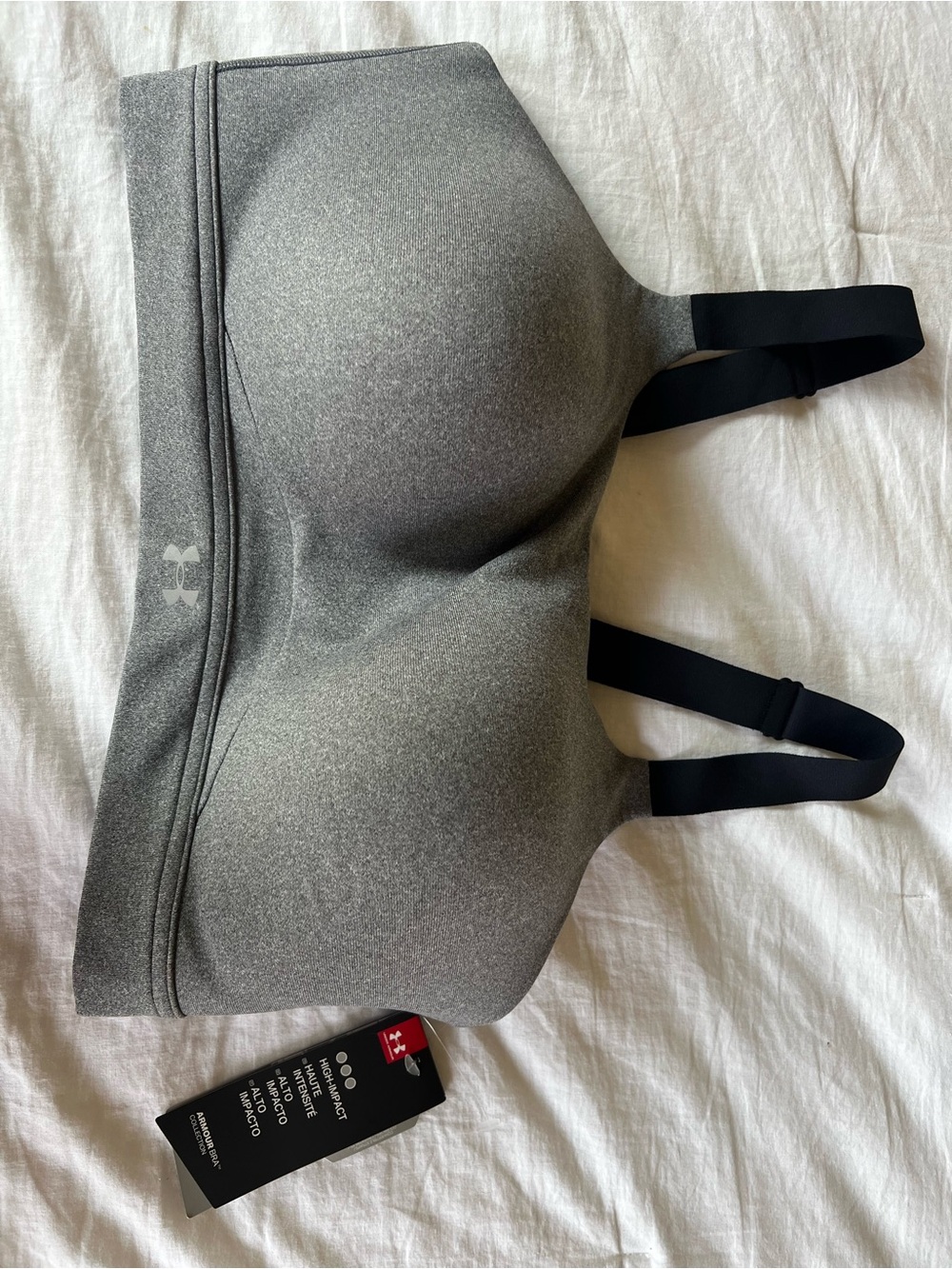 NWT Under Armour Men's Grey Performance Sports Bra-Style Support 38DD